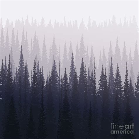 Pine Forest In Winter Nature Landscape Digital Art by Kobsoft | Fine ...