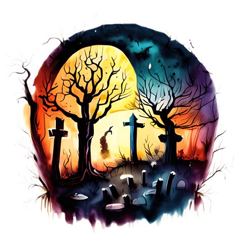 Spooky Graveyard at Night · Creative Fabrica