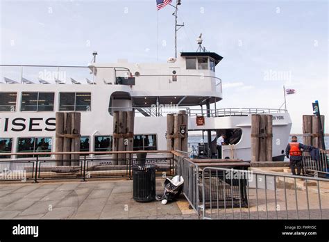 Statue Cruises passenger ferry taking tourists to the Statue of Liberty from Battery Park ,New ...