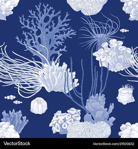 Seamless pattern with hand drawn coral reef Vector Image