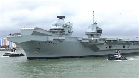 HMS Queen Elizabeth leaves Portsmouth for sea trials 15th May 2023 at 1 ...