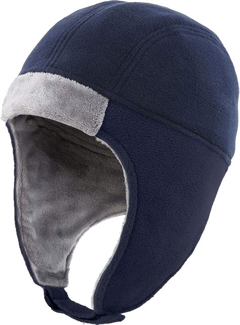 Connectyle Mens Fleece Thermal Skull Cap Beanie with Ear Flaps Winter Hats (All Navy): Amazon ...