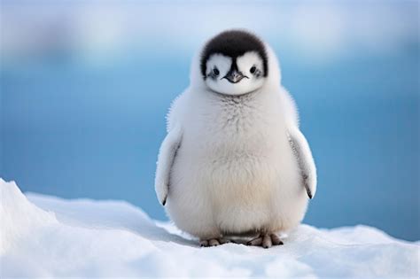 Premium AI Image | a baby penguin standing on snow