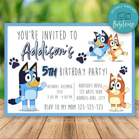 Bluey Invitation Template