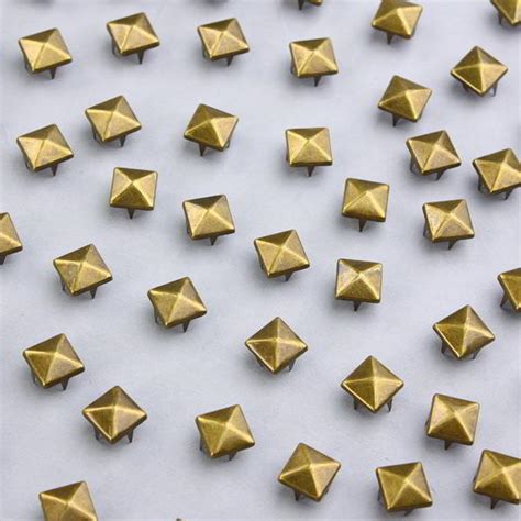 100 Pyramid Studs for Clothing 9mm Bronze Metal for Leather Denim