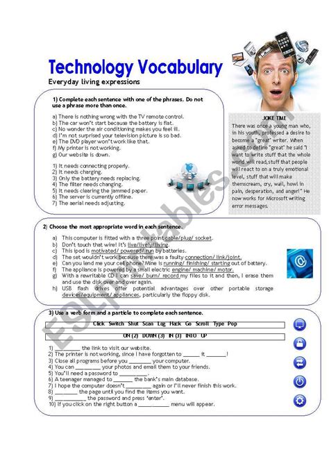 Technology Vocabulary - ESL worksheet by Dianasuzuki