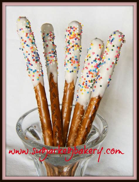 White chocolate covered pretzels with sprinkles! Perfect for a school ...