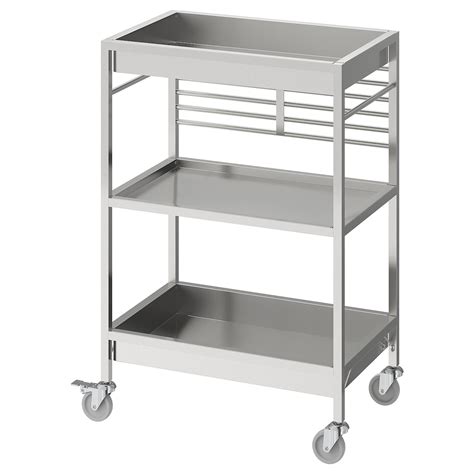 Kitchen trolley, KUNGSFORS, stainless steel, 60x40 cm - IKEA
