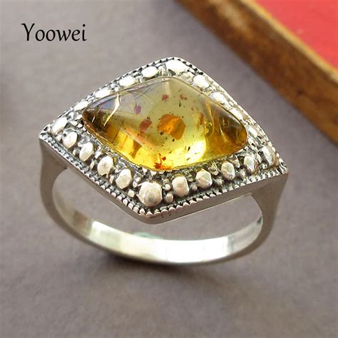 Yoowei Natural Amber Rings for Women Mysterious Luxurious Gifts ...