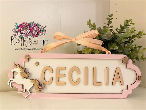 Unicorn Names, Cute Unicorn, Door Plaques, Name Plaques, Unicorn Bedroom Decor, Personalized ...