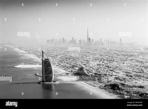 Dubai, United Arab Emirates, October 17, 2014: The famous Burj Al Arab hotel and Dubai skyline ...