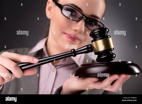 Woman judge with gavel in justice concept Stock Photo - Alamy