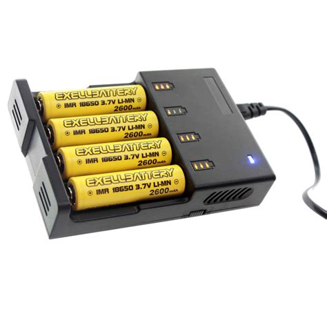 4 Pcs 3.7V 2600mAh Li-Ion 18650 IMR Rechargeable Battery and 4 Slot ...