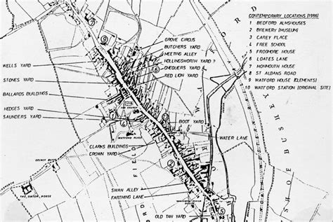 Hertfordshire Genealogy: Places: Watford: Town Centre Map in 1849