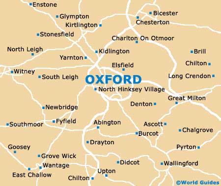 Maps of Oxford, University of Oxford: Map of Oxford University, England, UK