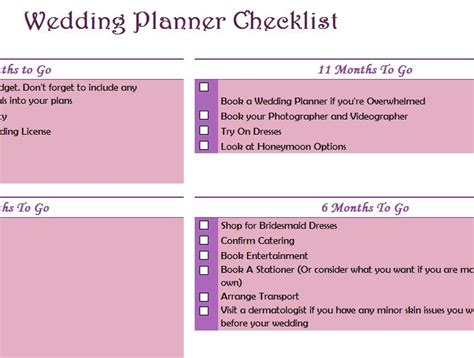 Wedding Planner Checklist - My Excel Templates