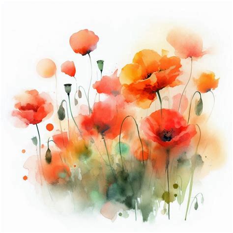 Poppy Watercolor Wildflowers Painting Flowers Wall Art Poppy Art Print ...