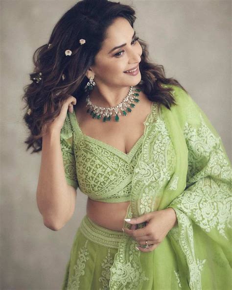 Madhuri Dixit goes green in a Torani Lehenga for "Dance Deewane" show!