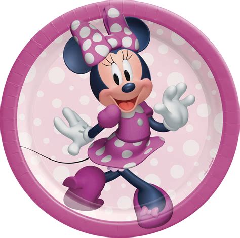 Disney Minnie Mouse Round Paper Disposable Dessert Plates, Pink, 7-in, 8-pk, for Birthday Party ...