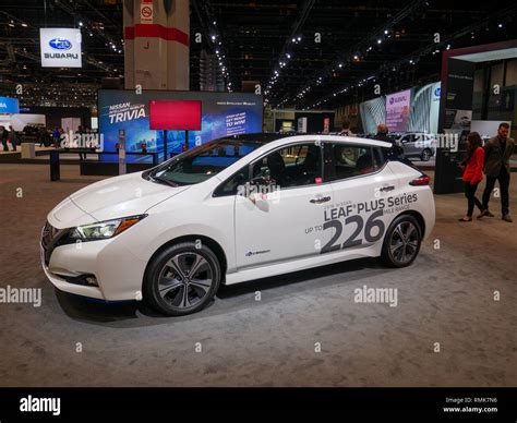 2019 Nissan Leaf Plus electric vehicle. Chicago Auto Show Stock Photo ...