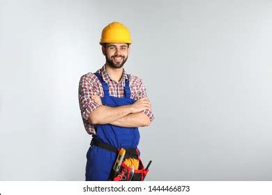 Portrait Construction Worker Tool Belt On Stock Photo (Edit Now) 1444466873