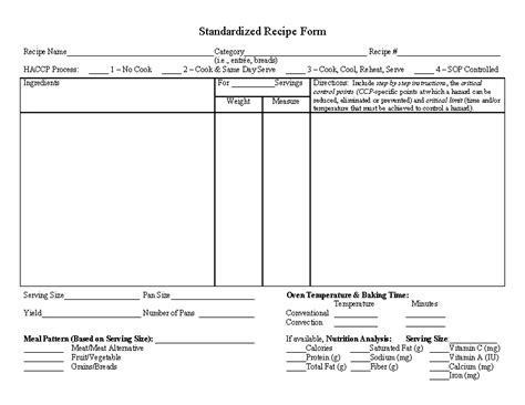 Standardized Recipe Template Word - PDFSimpli