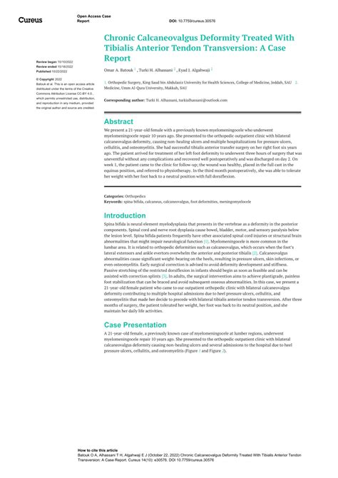 (PDF) Chronic Calcaneovalgus Deformity Treated With Tibialis Anterior ...