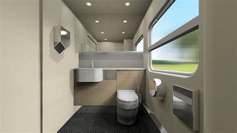 Toilet room of the intercity train EP3D for Kazakhstan Railways ...