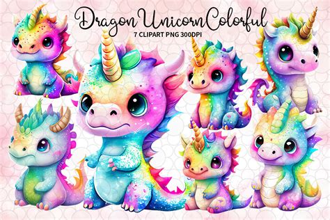 Baby Dragon Unicorn Colorful Sublimation Graphic by LQ Design ...