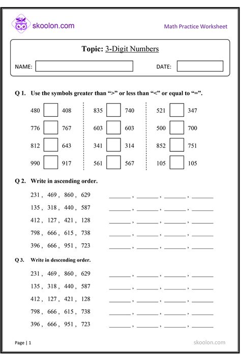 3-Digit Numbers - skoolon.com