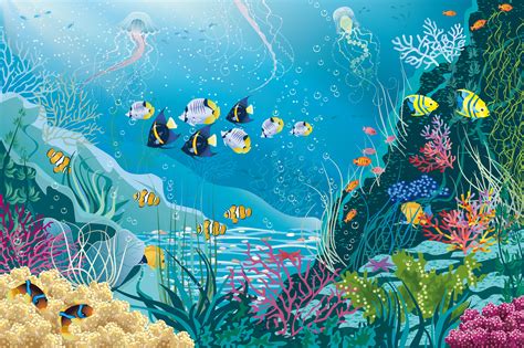 Deep Sea Background Cartoon : Under The Sea Cartoon / Funny Scene Under The Sea Stock Vector ...