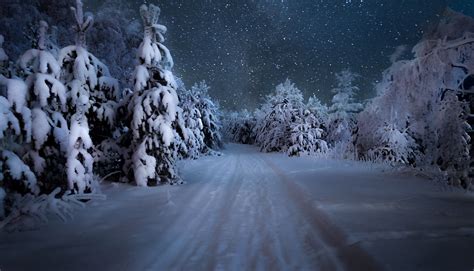 Wallpaper Winter Snow Night