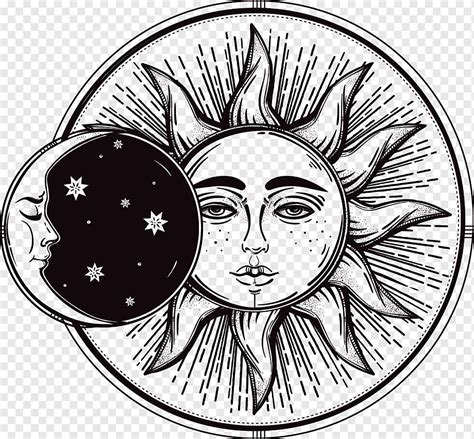 Luna celeste y estrella, eclipse solar del 21 de agosto de 2017 Dibujo del eclipse lunar, sol y ...