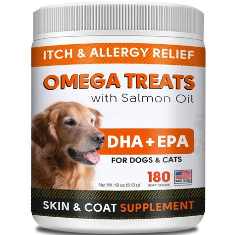 Fish Oil Omega 3 Treats for Dogs - Allergy and Itch Relief - Skin and Coat Supplement - Joint ...