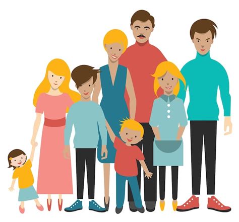 Premium Vector | Big family with six children mother father and kids ...