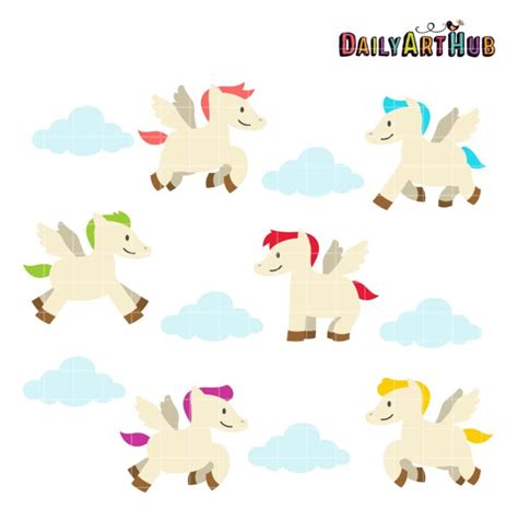 Cute Pegasus Clip Art Set – Daily Art Hub // Graphics, Alphabets & SVG