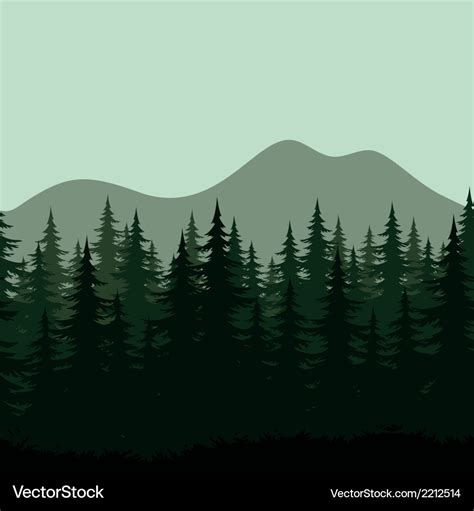 Seamless mountain landscape forest silhouettes Vector Image