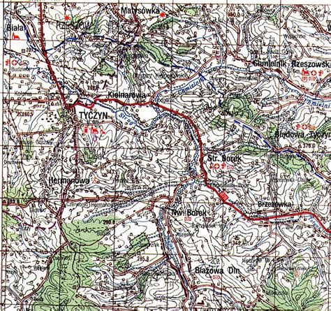 Topographical Map of Tyczyn