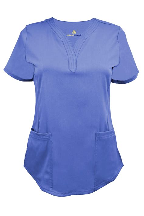 Ceil Blue Ultra Soft Stretch Drop-Neck 2 Pocket Scrub Top - Natural Uniforms