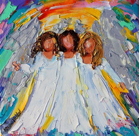 Angels Three painting, angel art, original oil abstract impressionism ...