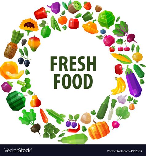 Fresh food logo design template fruits and Vector Image