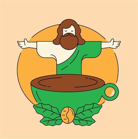 Premium Vector | Brazil coffee beans badge design with jesus