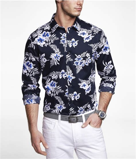 EXTRA SLIM FLORAL PRINT SHIRT | Express | Men shirt style, Mens outfits ...