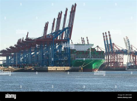 Ever Aim, container ship of Evergreen Shipping Agency at HHLA Container Terminal Burchardkai in ...