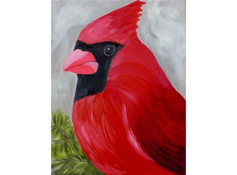 Cardinal Painting 11 x 14 Oil Painting Original Art Bird