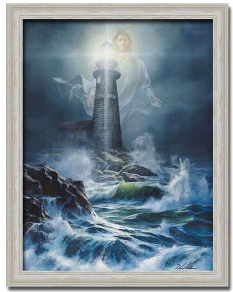 Jesus Lord Lighthouse Cross Ocean Art Print Framed | Jesus is, Ocean ...