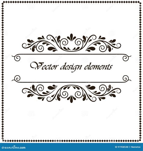 Frame Border with Black Curls on a White Stock Vector - Illustration of border, element: 91958548