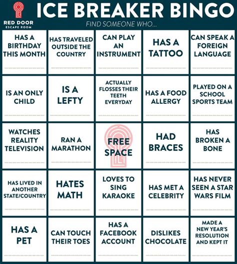 the ice breaker bingo game is shown in black and white