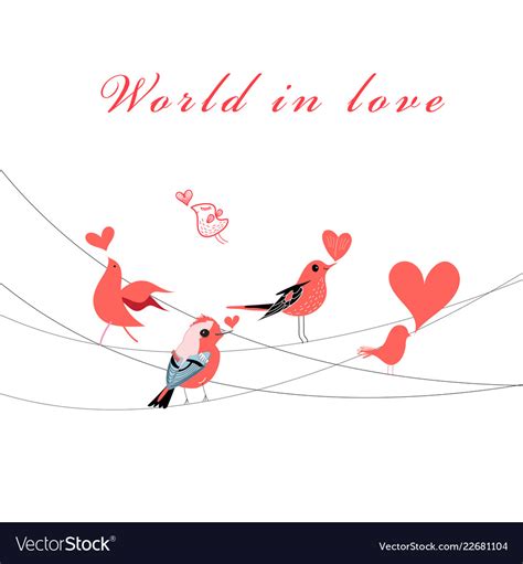 Valentine greeting card with birds in love Vector Image