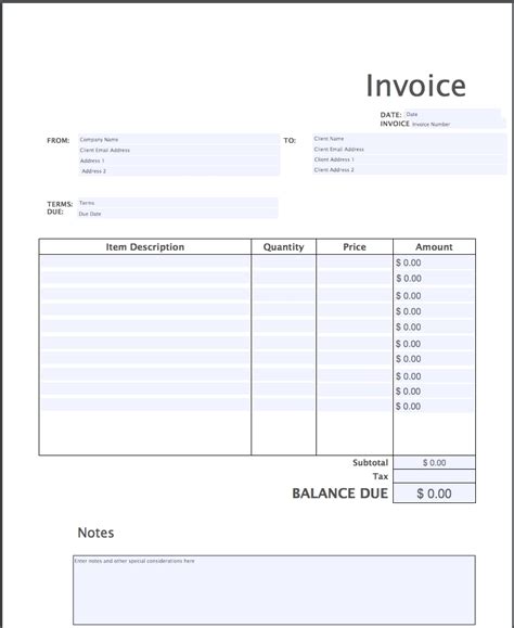 Simple Blank Invoice Template | Invoice Template Ideas